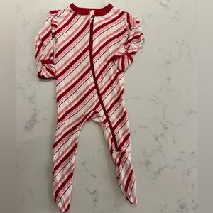 Kickee Pants Red and White Striped Baby Footie